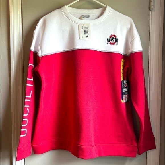 Champion Tops - New Champion Women’s Ohio State Buckeyes Red & White Pullover Sweatshirt Sz M